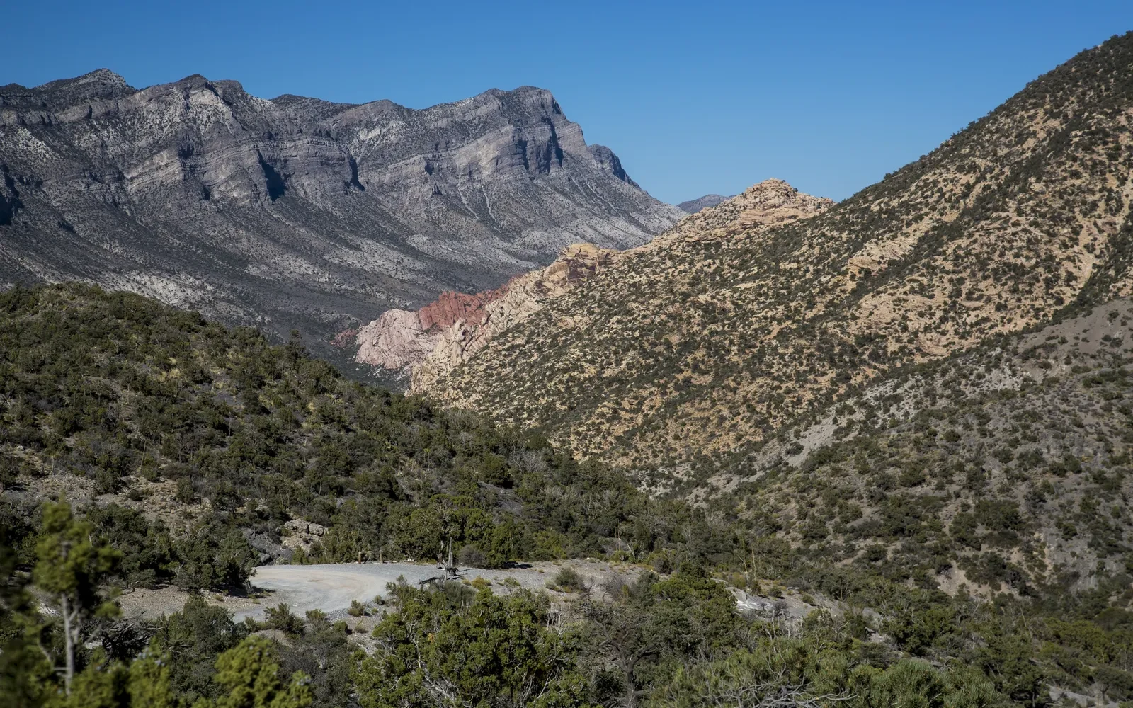Layered mountains and sandstone at Red Rock Canyon National Conservation Area