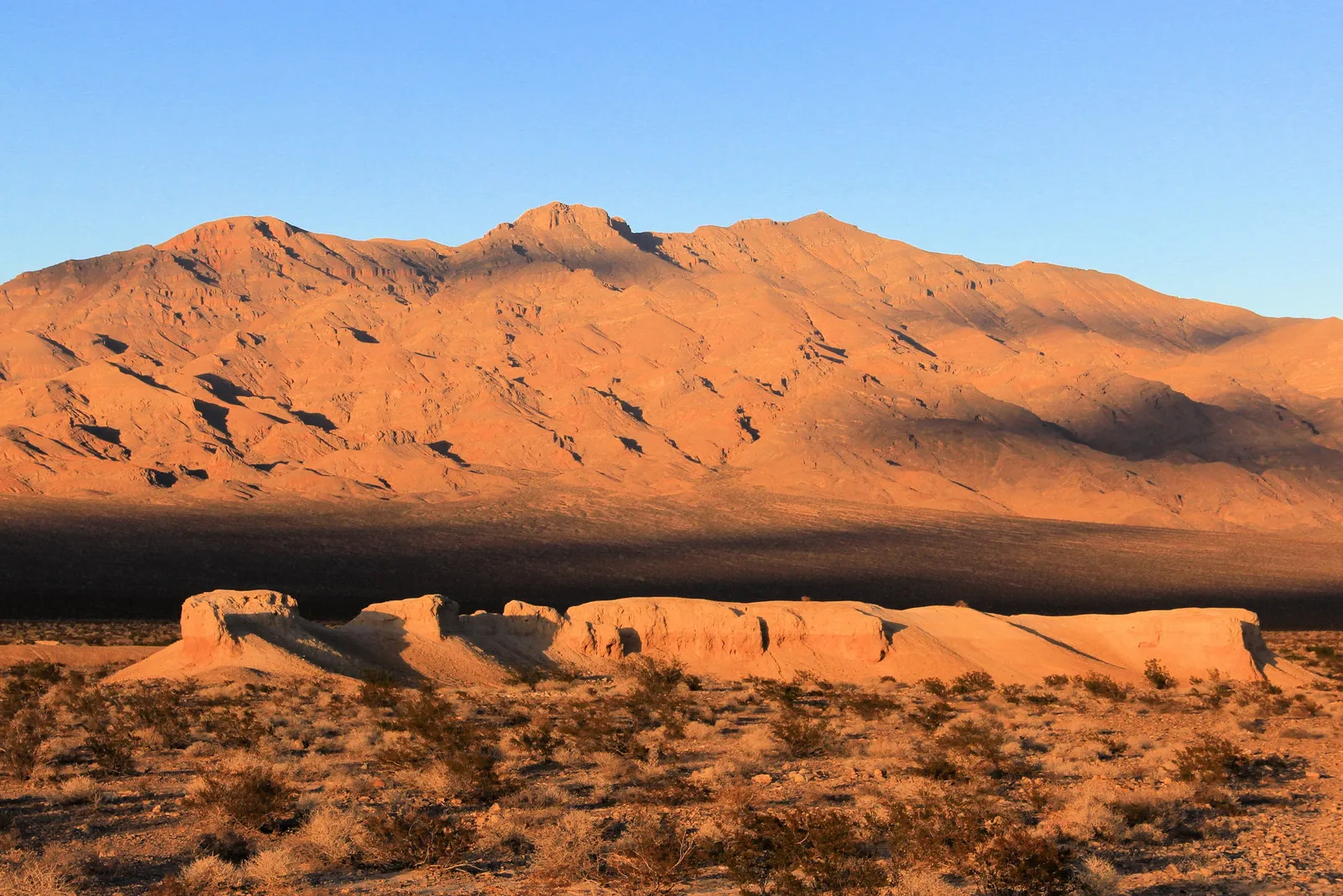 Pale desert landscape at Tule Springs Fossil Beds National Monument